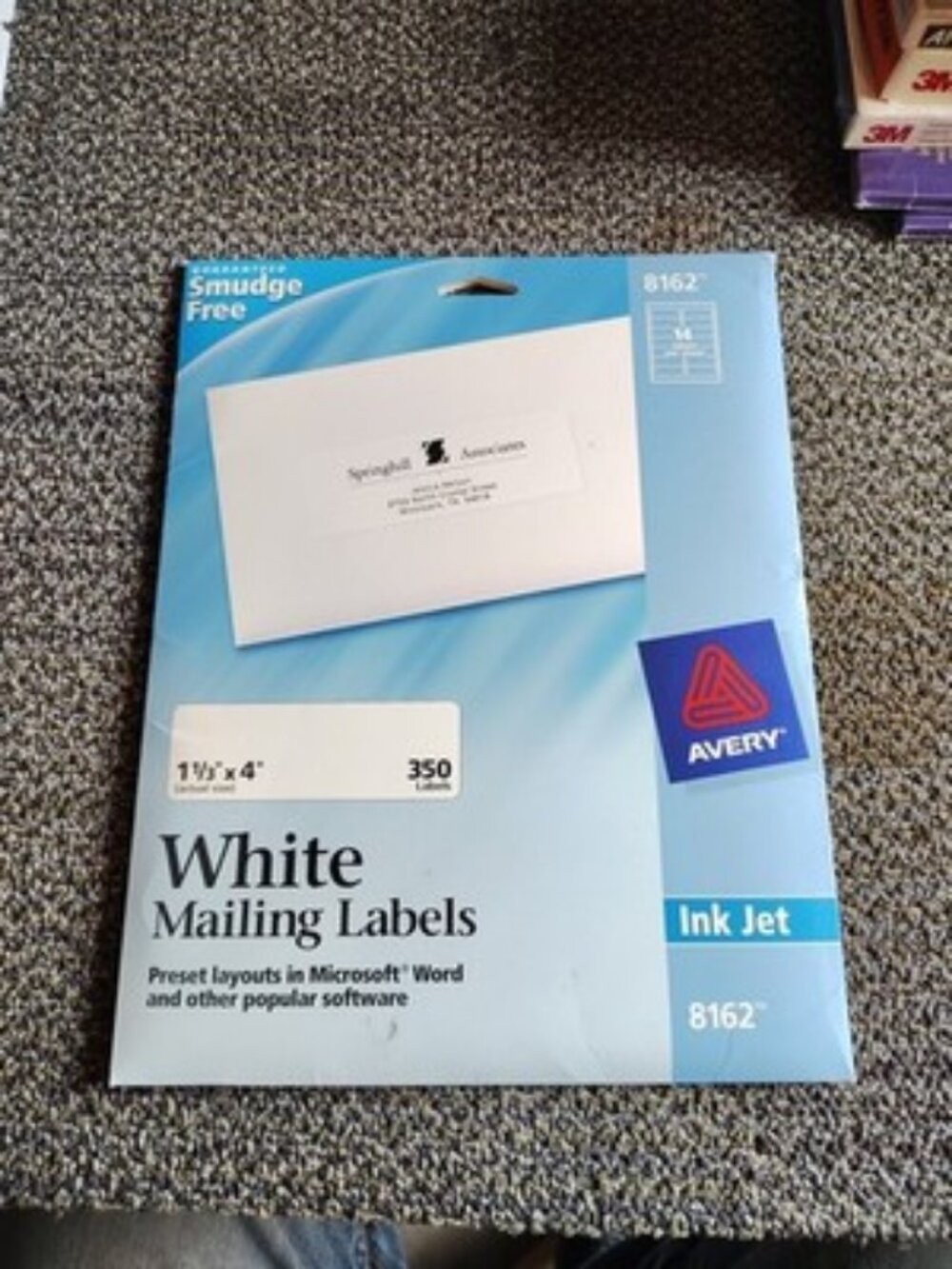 Avery 8162 White Mailing Labels, Inkjet, Qty 238 Labels 1-1/3” x 4” Partial Pack
